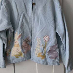 Light Blue Button Down Shirt with Bunny Appliqué